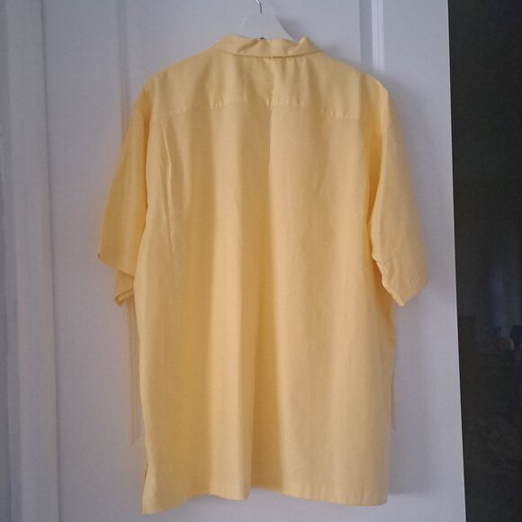 DANIEL CREMIEUX Shirt Short-Sleeve Button Front Collared Casual Yellow Mens XL - Picture 6 of 13